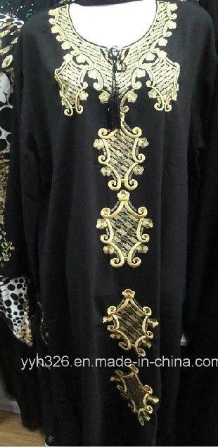 2015 Saudi Arabia Muslim Women Embroidery Black Abaya