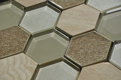 2015 Stylish Hexagonal Ice Ceramic Glass Mosaic Tile (OYT-S12)
