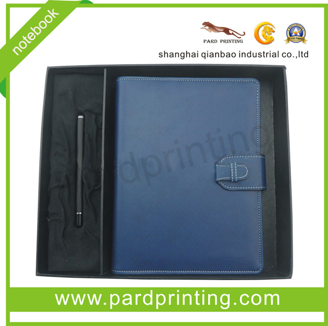 Best Quality Leather Note Book with Pen (QBN-14117)