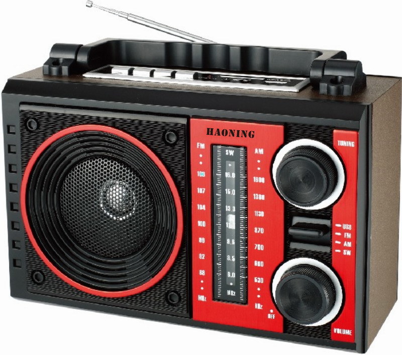 Portable Radio with USB/SD and Rechargeable Battery and Wooden Cabinet (HN-2213UAR)