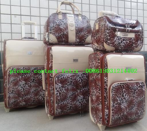 Leopard Leather Rolling Wheel PU Luggage Factory