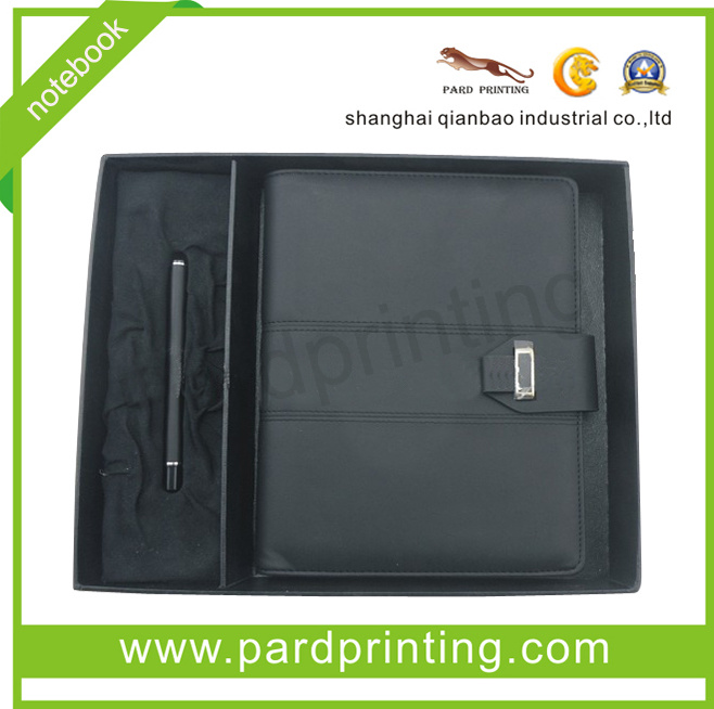 High Quality PU Leather Notebook with Pen (QBN-14130)