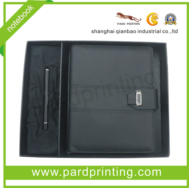 High Quality PU Leather Notebook with Pen (QBN-14130)