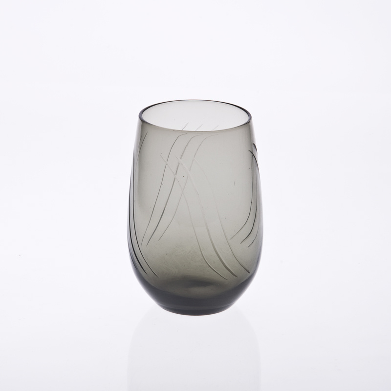 Sgx1007 Grey Engraved Handblown Wine Glass