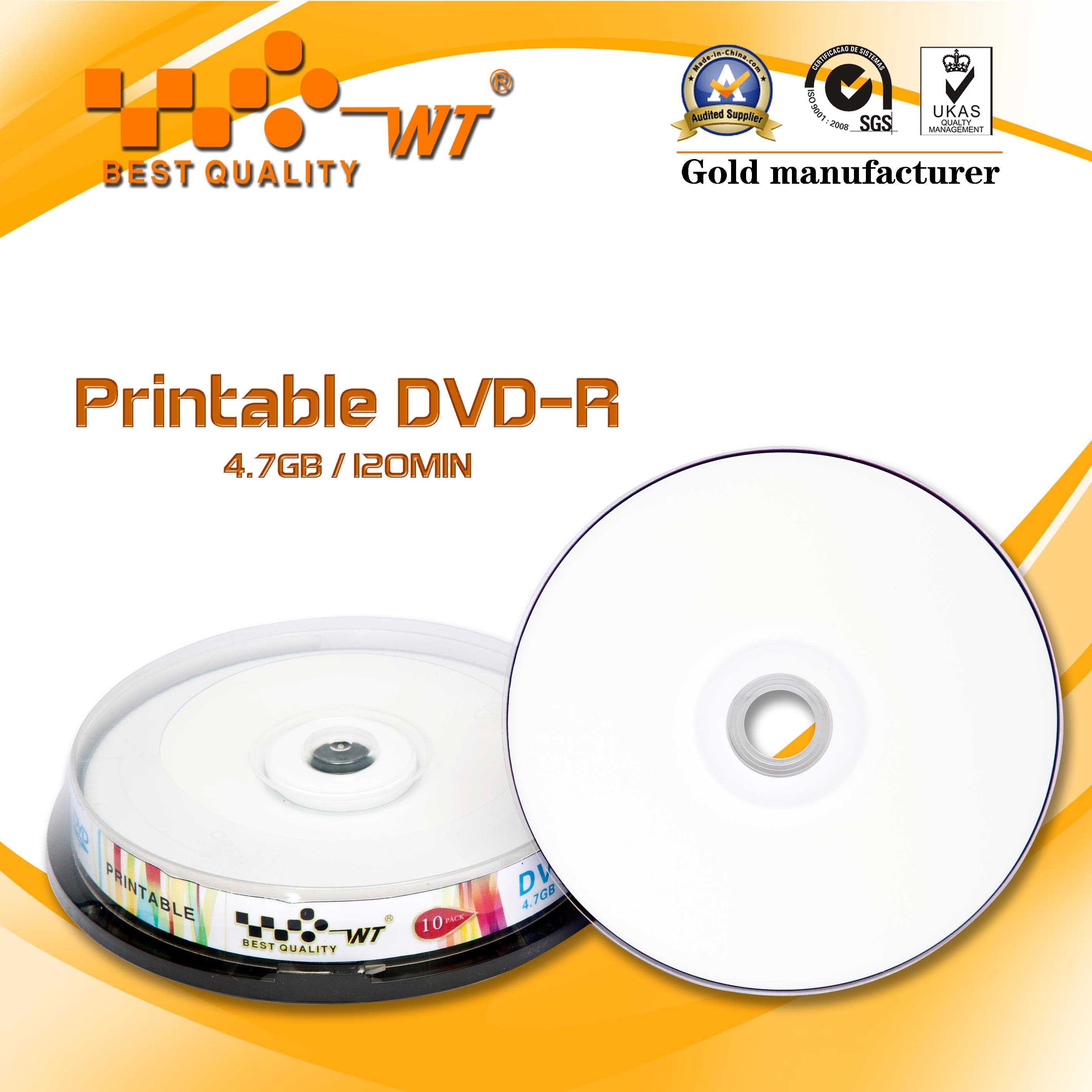 Printable Blank DVD-R 4.7GB 120min 16x (dvd-r 16x)