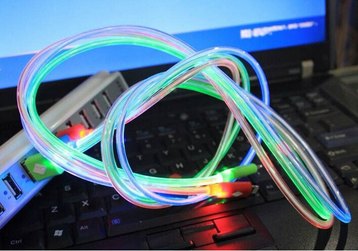 1 Meter Transparent Shining Micro USB Charging & Data Syn Cable