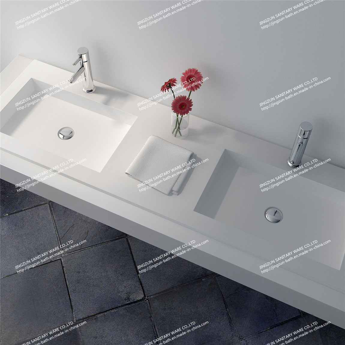 Modern Design Solid Surface Bathroom Mineral Casting Wash Basin/Sink (JZ9029)