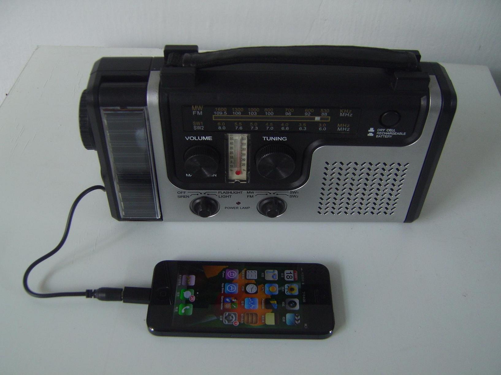 Solar Dynamo Emergency FM Radio with Crank, Phone Charger Survival