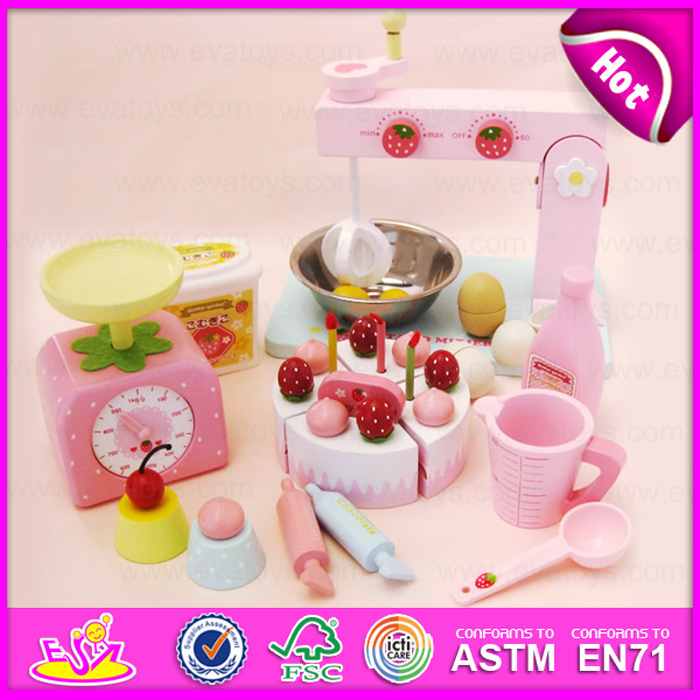 2015 Fun and Enjoyable DIY Handmade Toy for Kids, DIY Wooden Cake Making Props Toy, Cute Design Wooden DIY Kitchen Set Toy (W10D013)