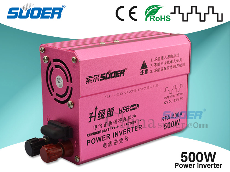 Suoer External Fuse 500W DC 12V to AC 230V Solar Power Inverter (KFA-500A)