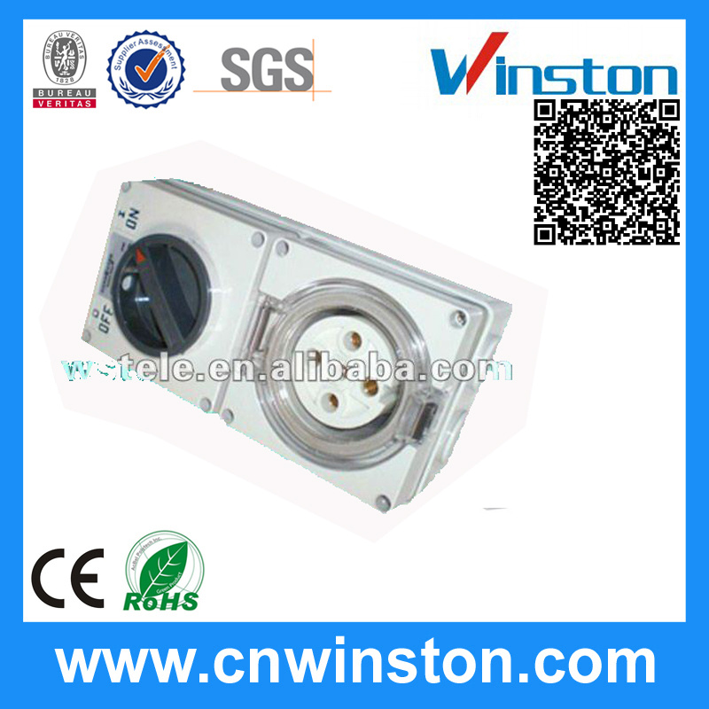 Waterproof Single Phase Pin Combo Switch Socket with CE
