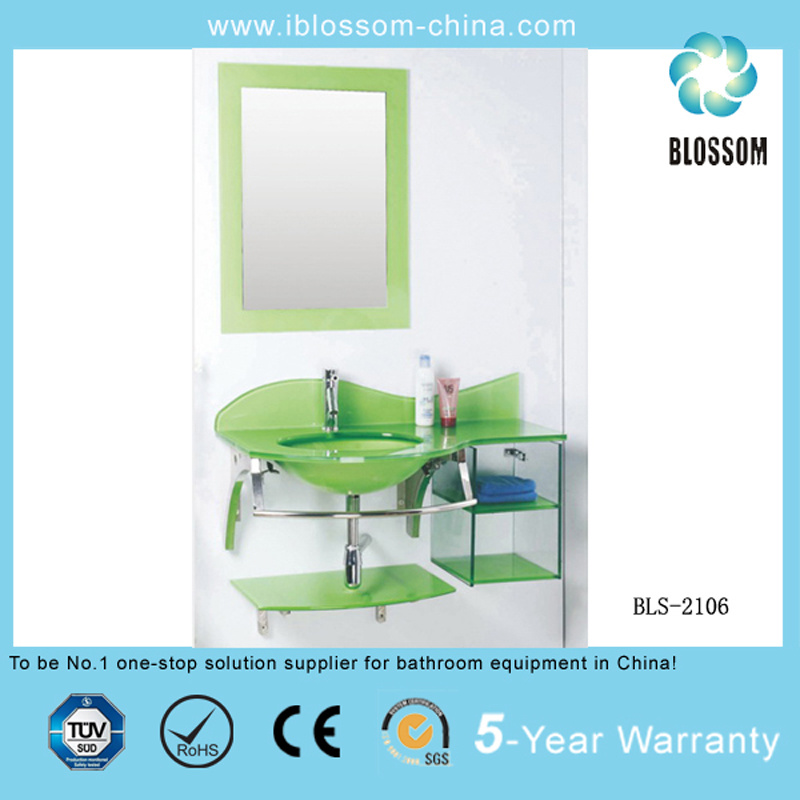Lacquer Glass Basin/Glass Washing Basin with Mirror (BLS-2106)