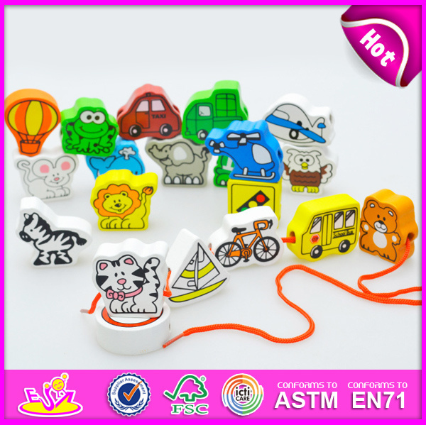 2014 New Wooden Thread Toy for Kids, Colorful Threading Toy for Children, Multi-Function Wooden String Thread Toy for Baby W11e038