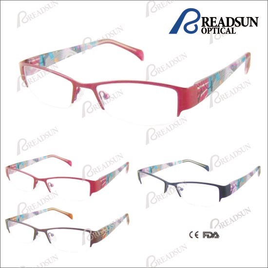 New Design Stainless Steel Frame with Tr90 Pattern Temple Adult Optical Eyewear (OM138007)