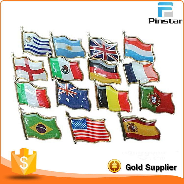 Wholesale Football World Cup Country Lapel Pin National Flag Badge with Epoxy