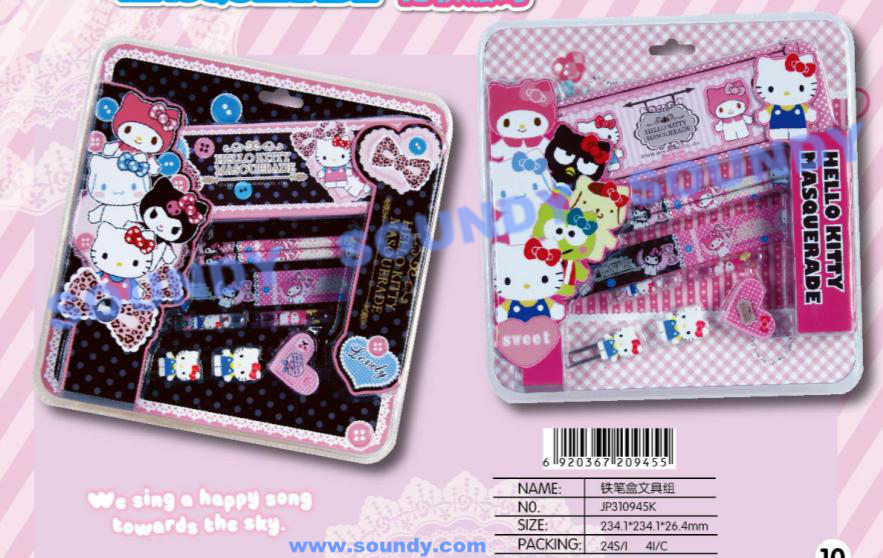 Hello Kitty Tin Pencil Case Stationery Set (JP310945K, stationery)
