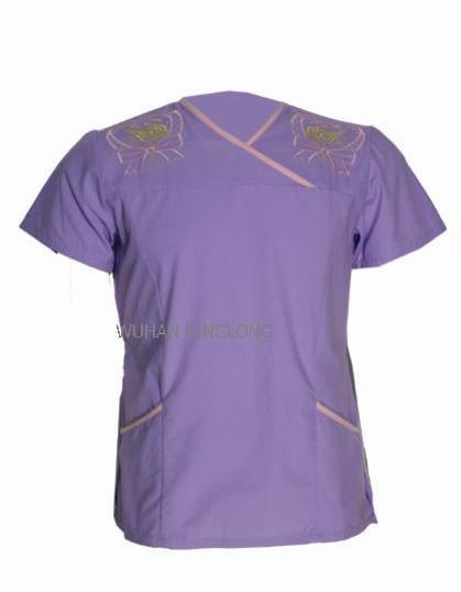 100%Cotton Nice Style Many Pockets Work Wear Purple Embroidering Lab Top (WH001)