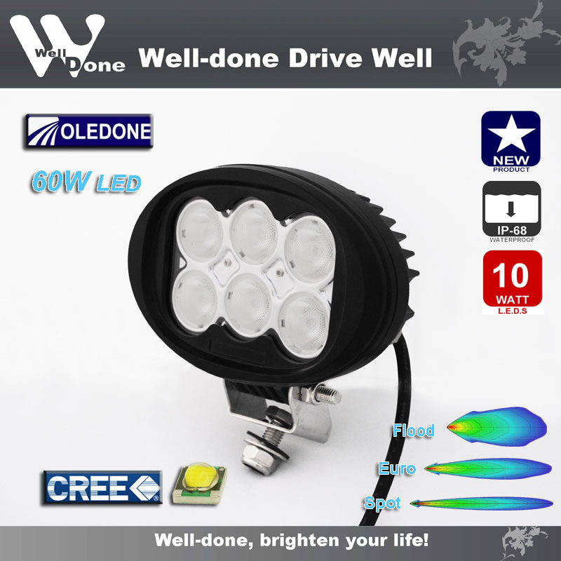 60W 6'' High Power LED Auxiliary Work Light