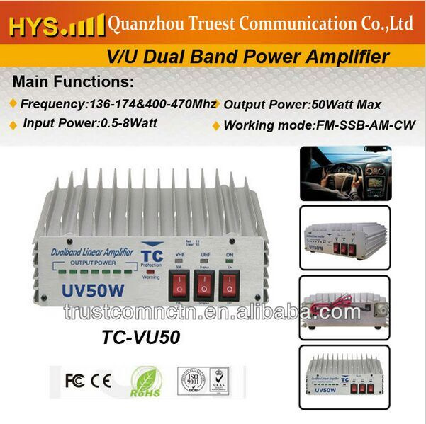 Dual Band VHF UHF 50 Watt Power RF Amplifier Portable Radio Amplifier Tc-Vu50