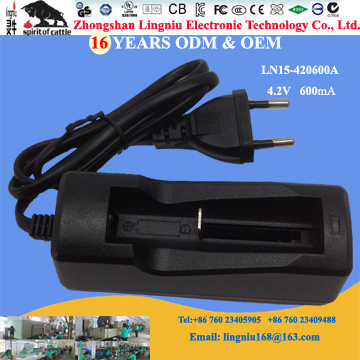 Europe Plug Automatic 4.2V 600mA Universal Lithium Ion Battery Charger for 18650 16340