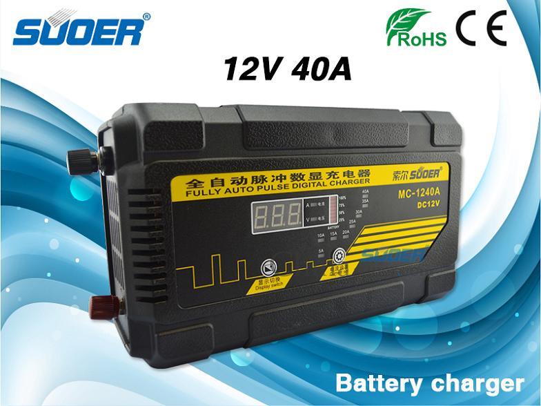 Suoer Entire Pulse 40A 12V Digital Display Battery Charger with PWM Chgarging Mode (MC-1240A)