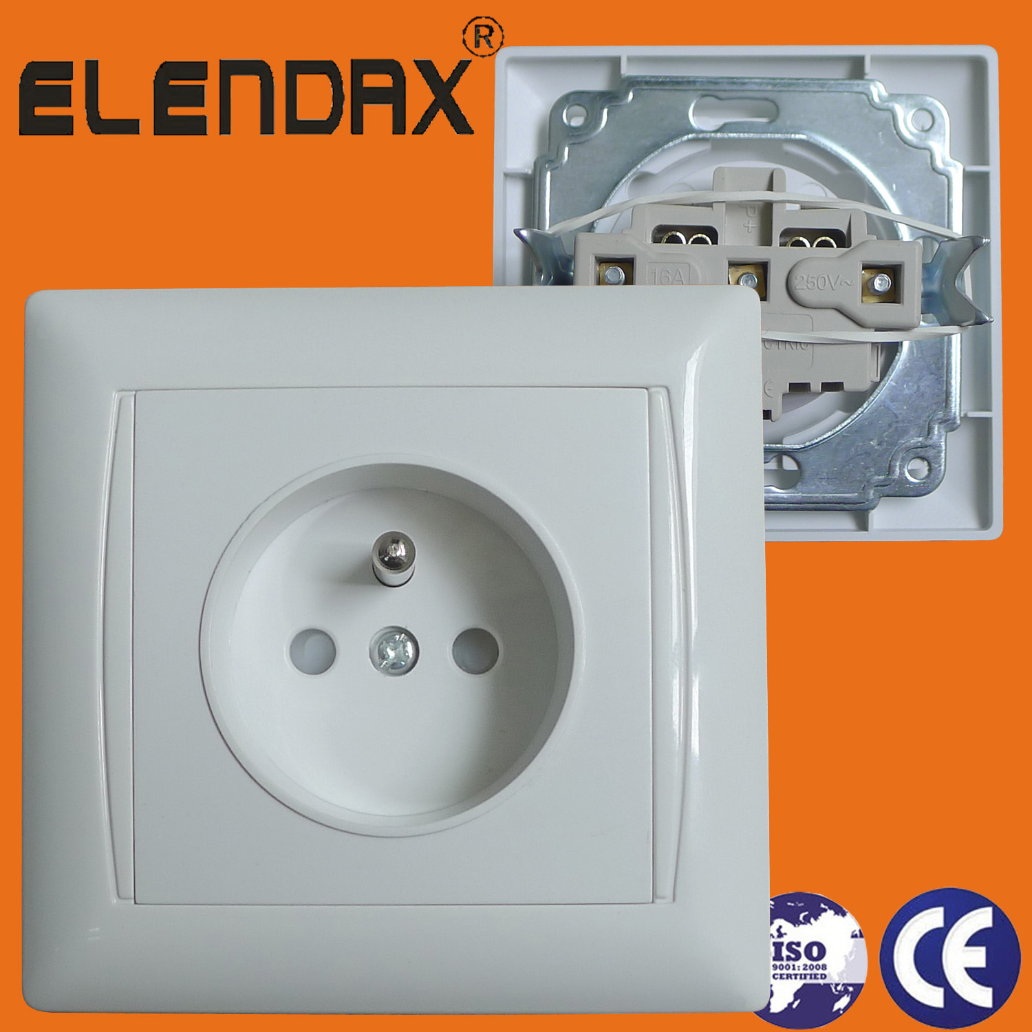 3 Pin French Wall Socket Outlet with Grounding (F6610)