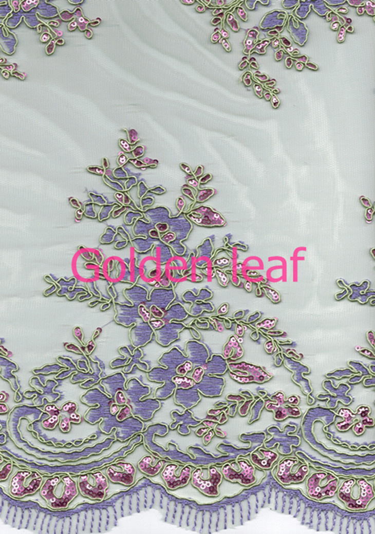 Special Embroidery 3mm Spangle Pure White Nylon Mesh Mixed Embroidery for Wedding Dress (SLS1189-2)