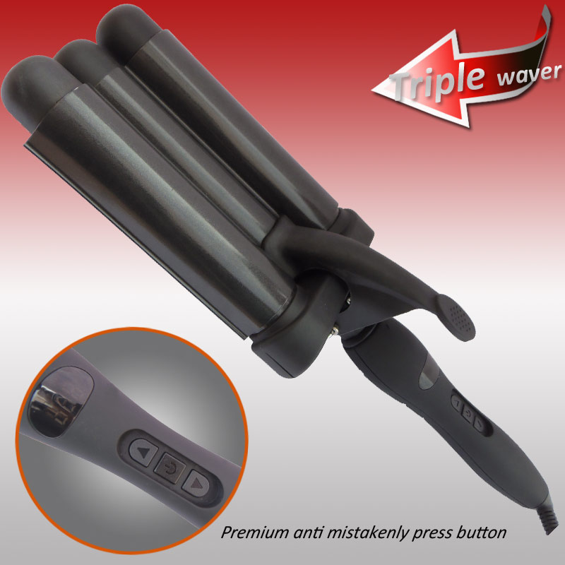 LCD Display Electrical Triple Hair Curling Iron (A7322F)