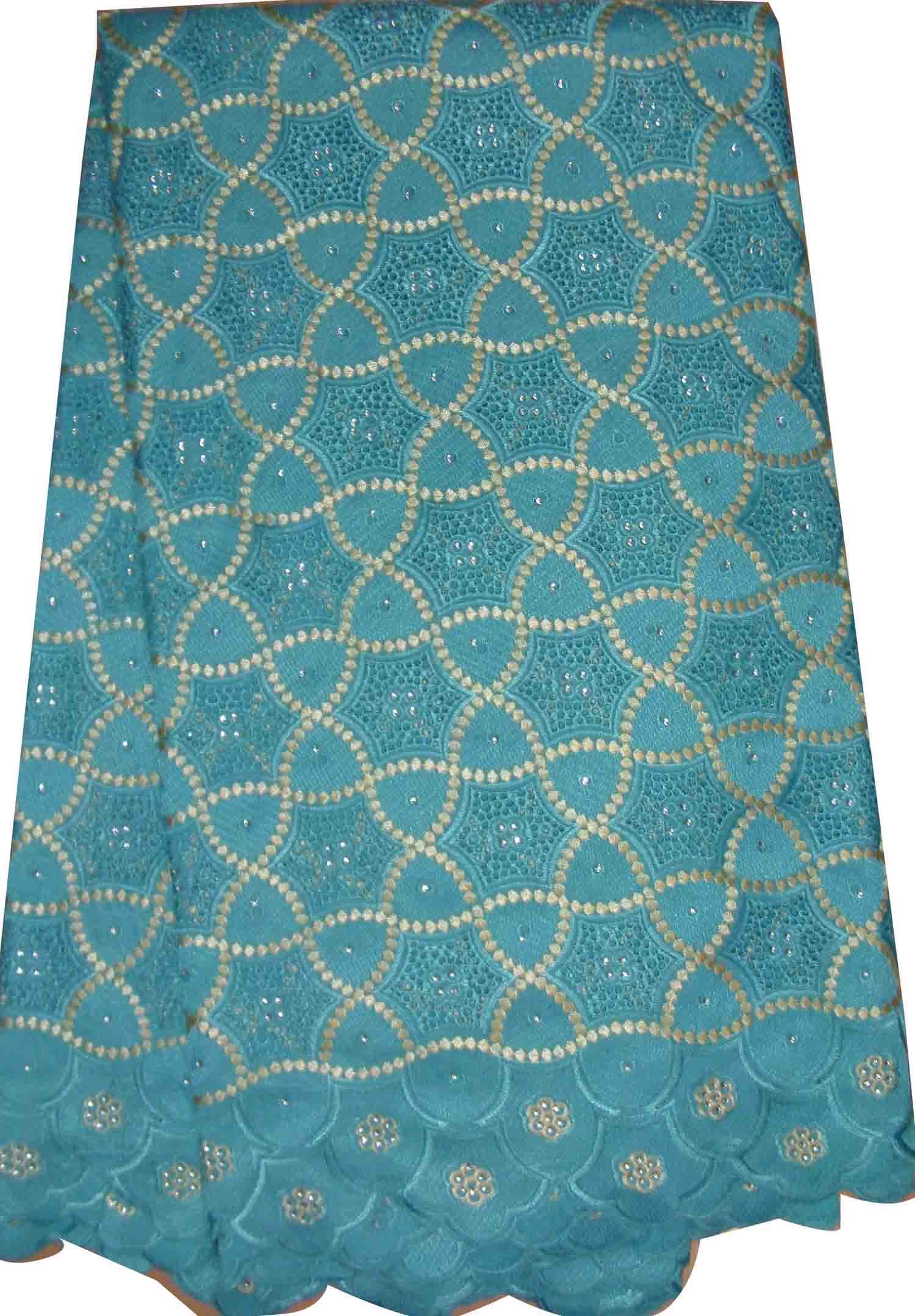 Women New Design of Cotton Lace Fabric with Blue Color Cl8189-2
