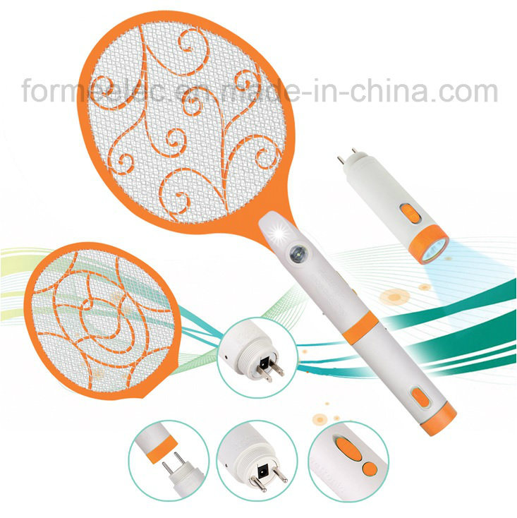 Rechargeable Electric Mosquito Swatter with LED Light & Torch