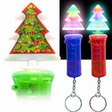 Led Spinning Christmas Tree Keychains (AST29)
