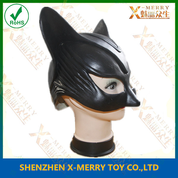 X-Merry Hot Sale Black Latex Cat Woman Costume Cosplay Mask Funny Mask