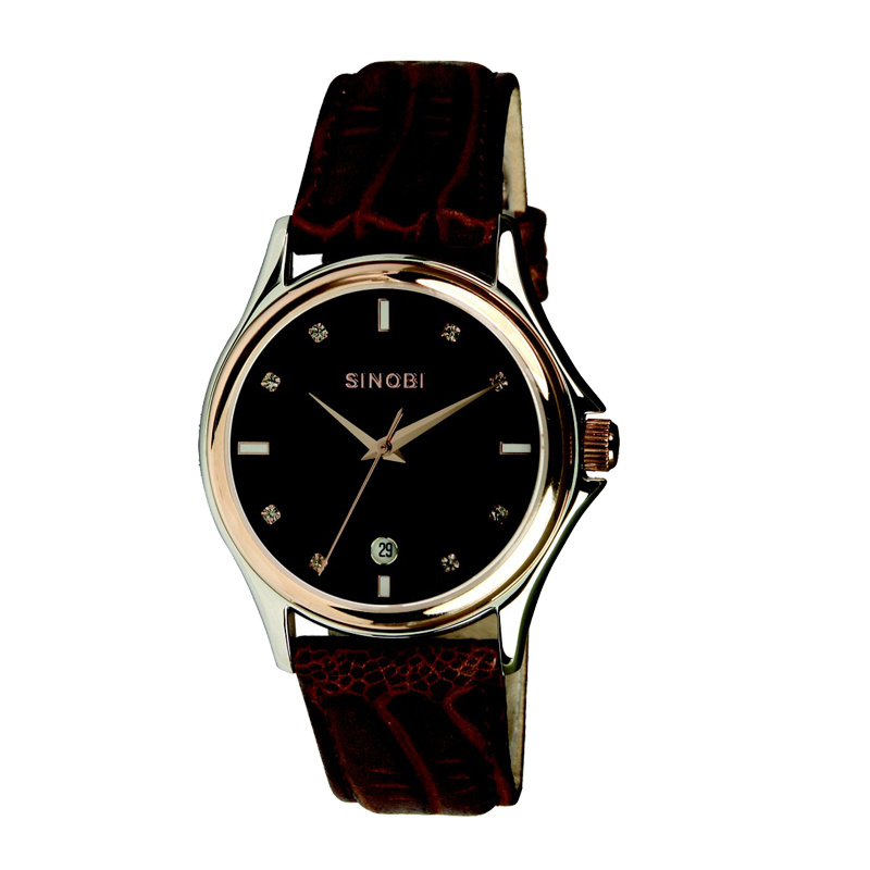 Stainless Steel Watch (brown band white dial) (SS1023)