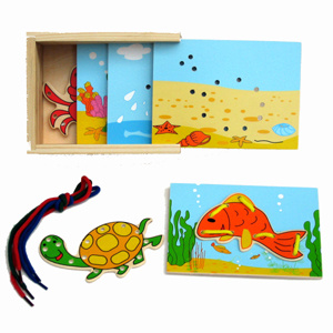 Wooden Lacing Toy with Sea Animals