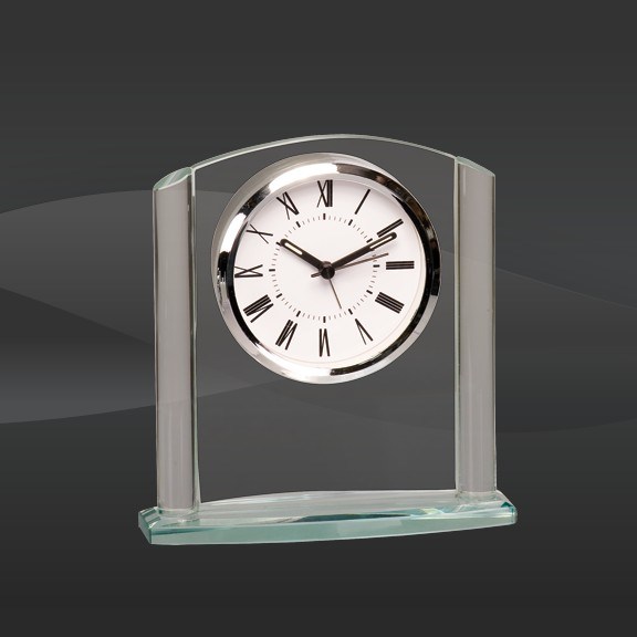 Arch Glass Crystal Table Clock for Promotion Gift