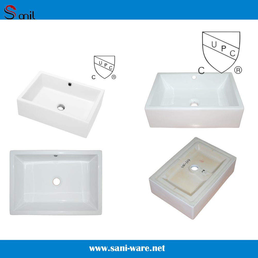 Very Popular Cupc Rectangular Counter Top Porcelain Sink (SN104)