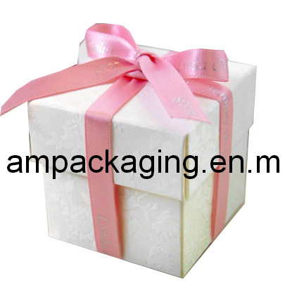 High Level Set up Cardboard Packaging Box for Watch with Pink Ribbon Bow Wrapped