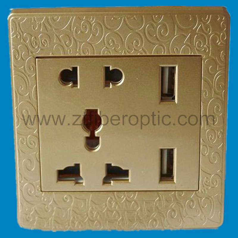 Golden Color Aisa USB Wall Socket