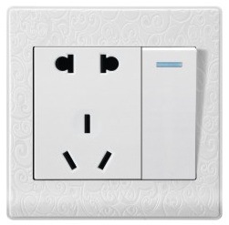White Carved Pattern Switch Socket