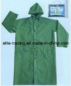 Long PVC Rain Coat in Green with CE