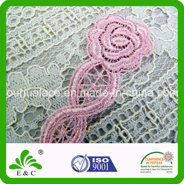 Floral Design Rose Braided Wave Shape Embroidery Lace