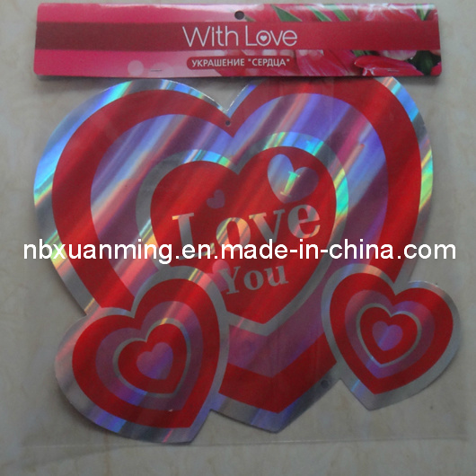Valentine's Day Laser Shine Heart Shape Hanging Tag (XM-V-1016)