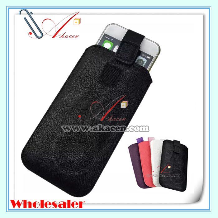 Pull Tab Leather Pouch Case Phone Accessories for iPhone 5 5s 4 4s