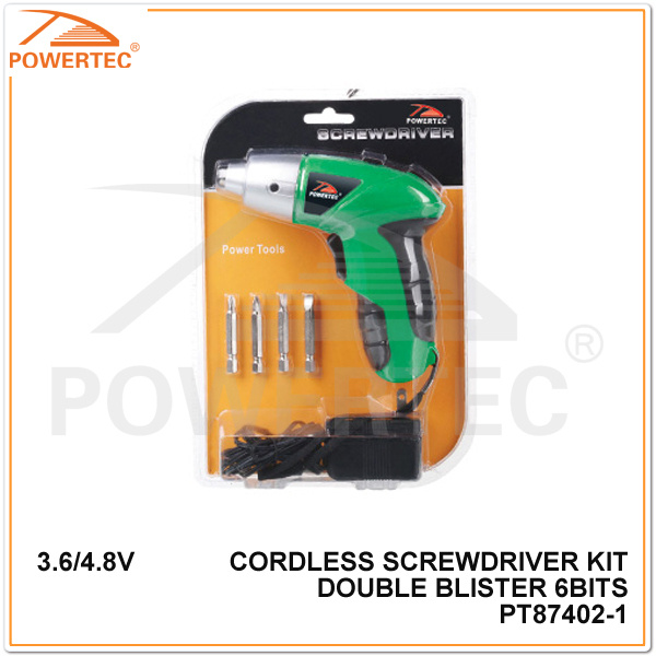 Powertec 3.6/4.8V Double Blister 6 Bits Cordless Screwdriver (PT87402)