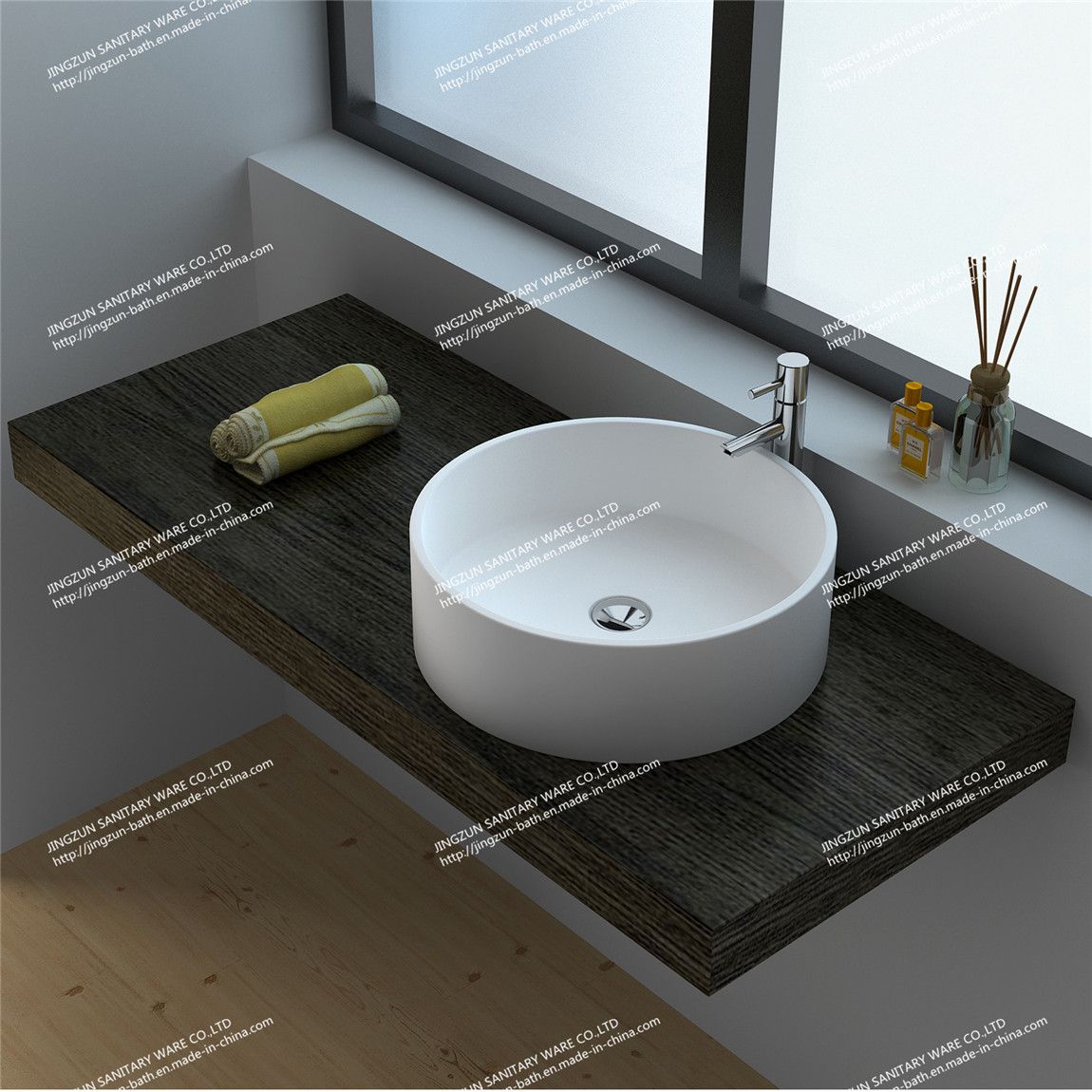 Non-Porous Nature Artificial Stone Composite Resin Counter-Top Wash Basin/Sink (JZ9061)