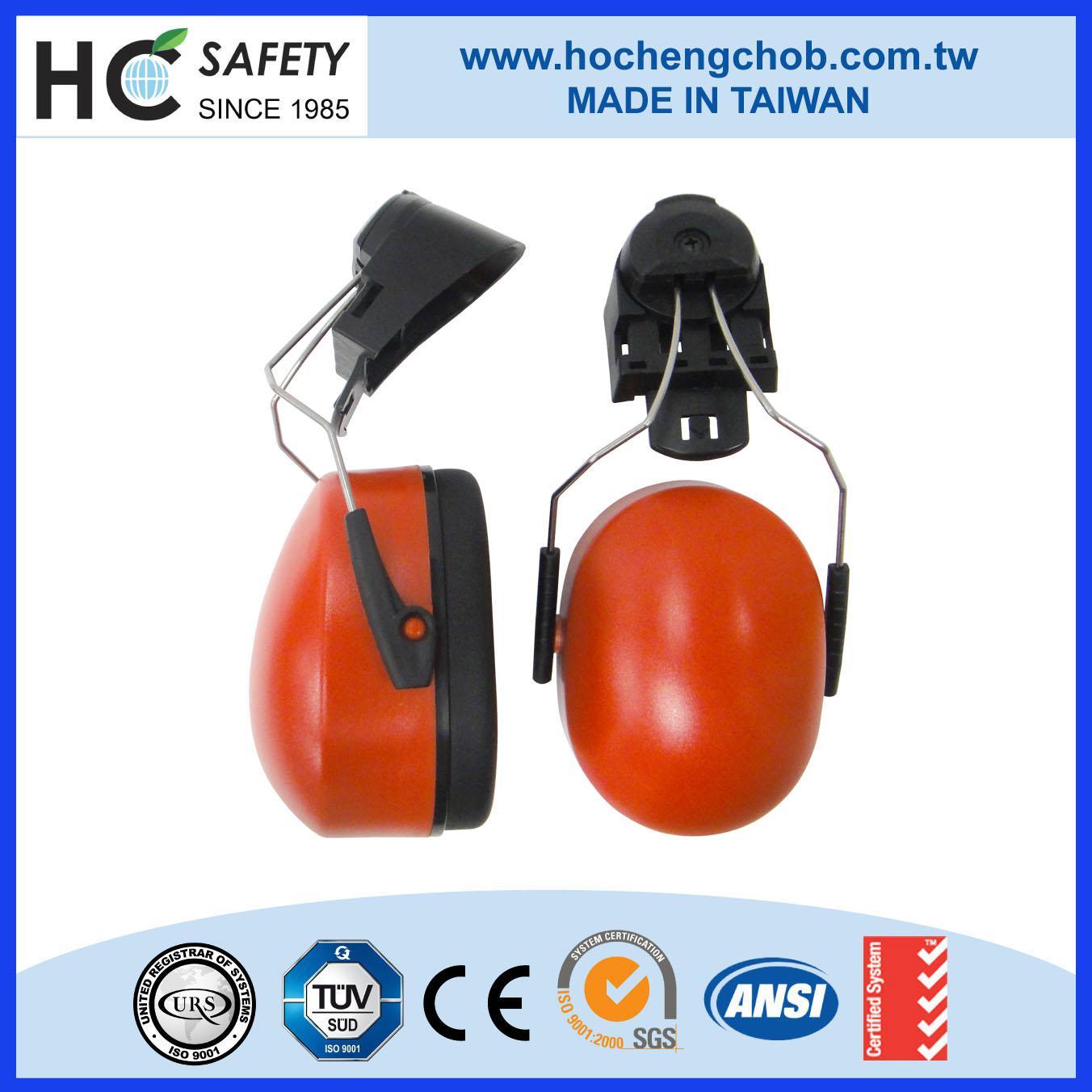Popular Red Industrial Adjustable CE ANSI Helmet Earmuff