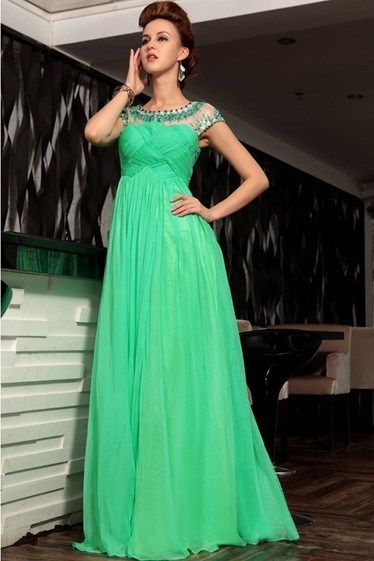 2013 Modest Green Evening Dress (Ogt13003e)
