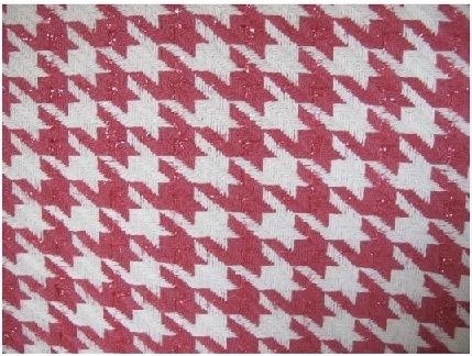Houndstooth Wool Fabric Whitebright Red1