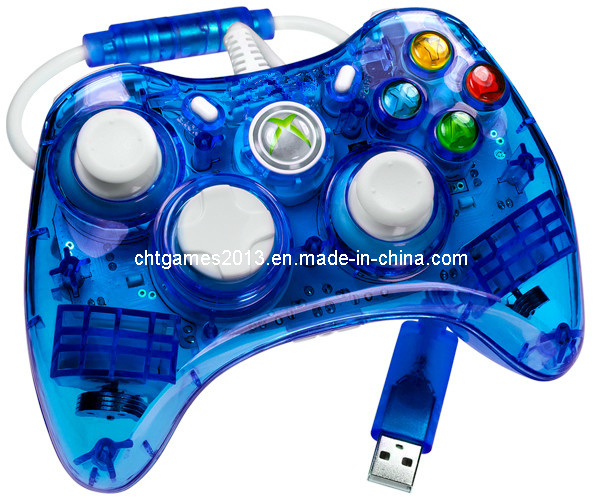 Fashionable Wired Gamepad for USB/xBox360 (SP6046-Transparent blue)
