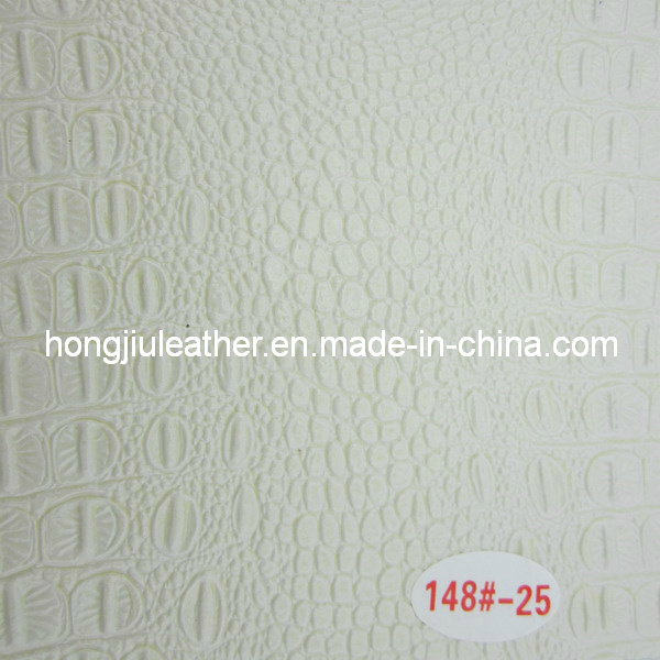 Little Glossy White Crocodile Grain Leather for Decorative